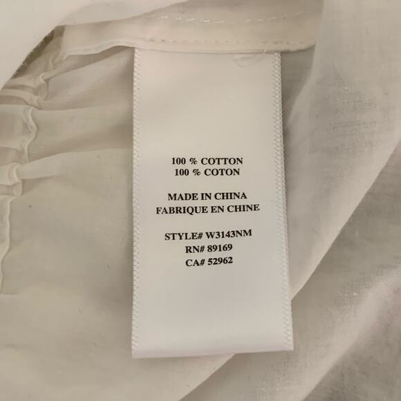 NWT Generra Eggshell Half Button White Cotton Blouse with Sash Size Small - Picture 10 of 12